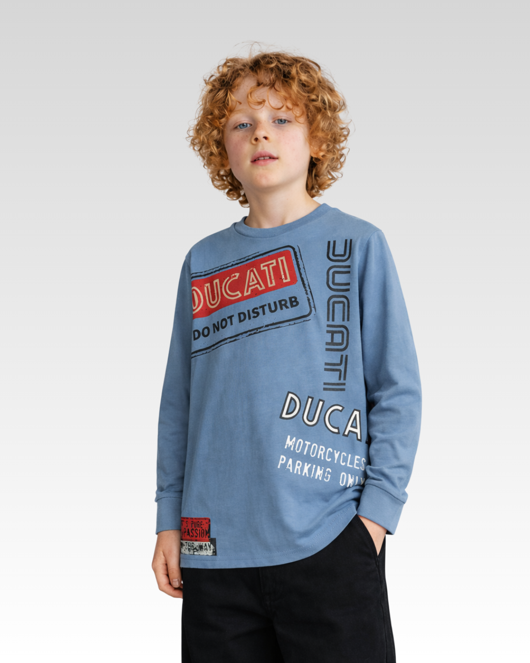 Petrol Blue Regular Fit LONG SLEEVE ROUND-NECK