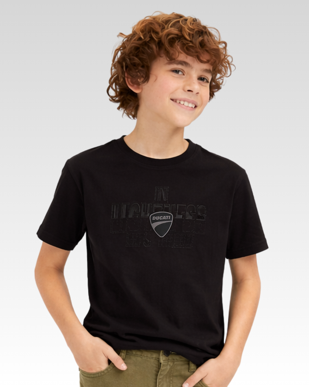 Black with Tone-On-Tone Shield Logo Print Regular Fit T-Shirt