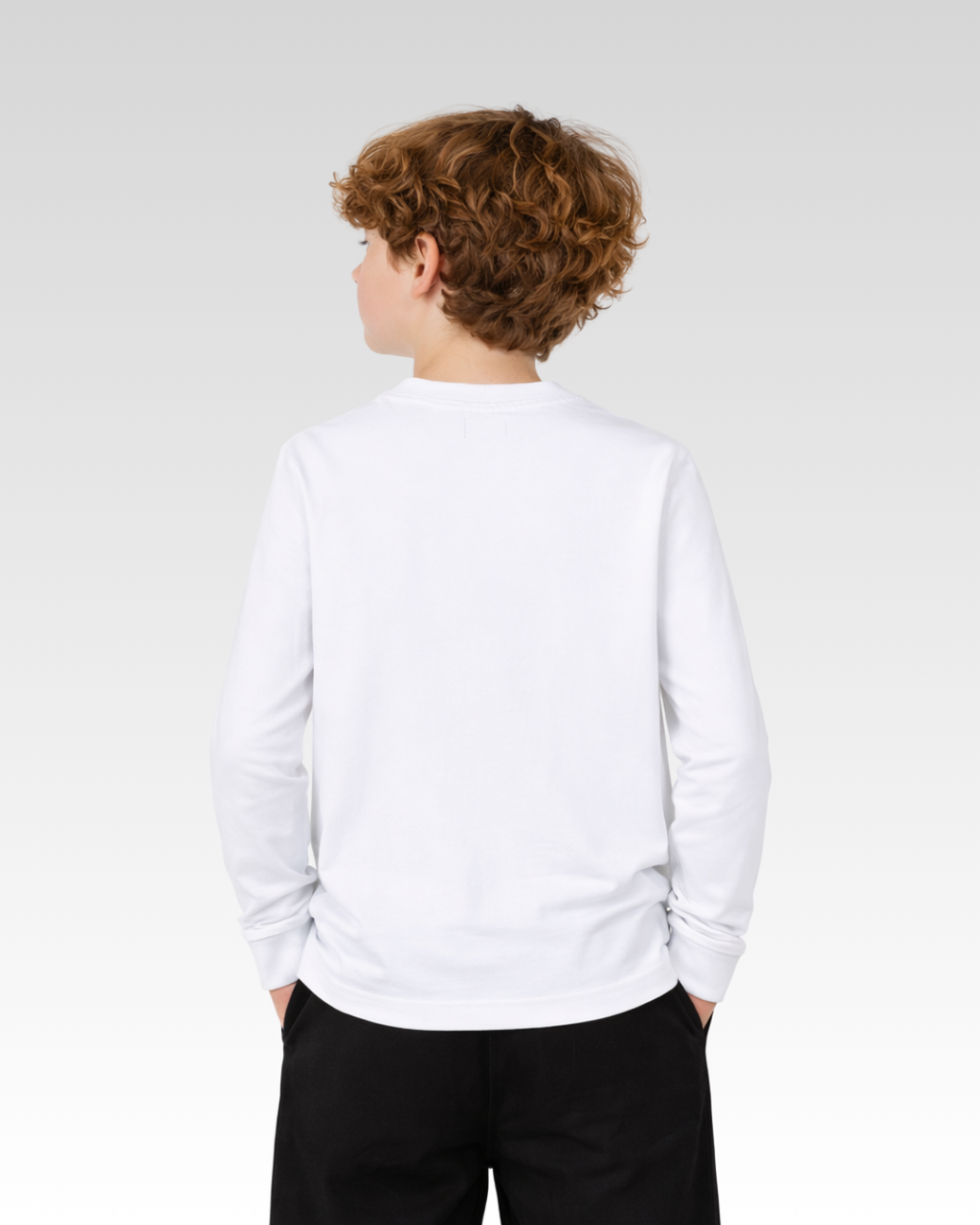 White Regular Fit LONG SLEEVE ROUND-NECK