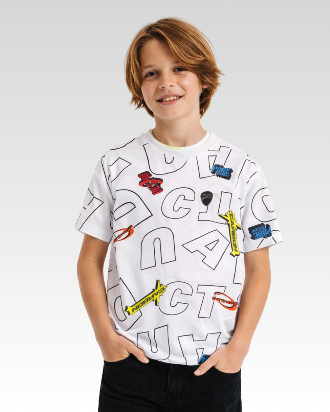 White- Multicolour Print Regular Fit T-Shirt