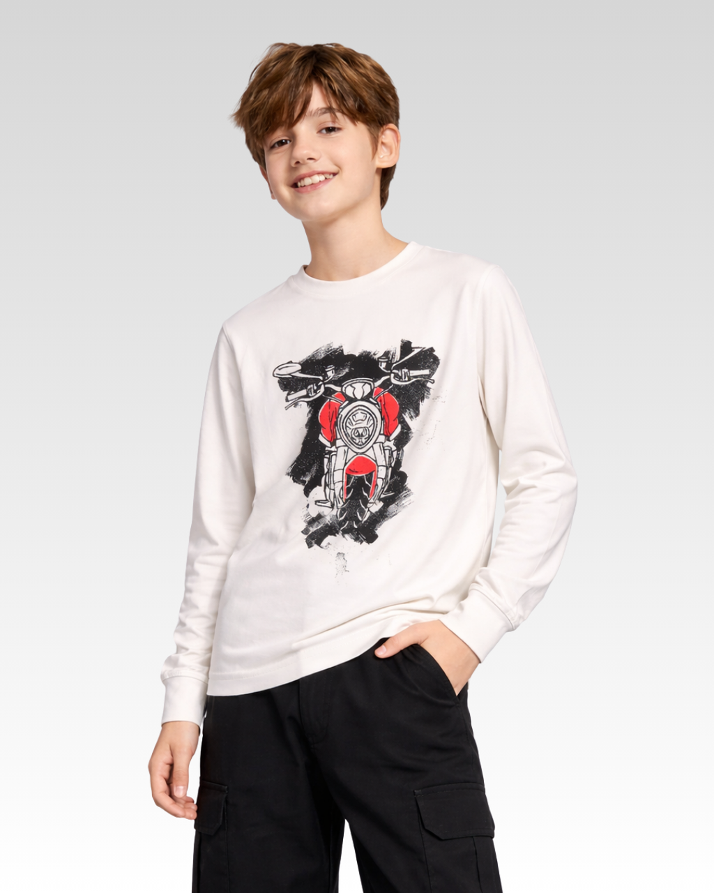 Off-White  Regular Fit LONG SLEEVE ROUND-NECK