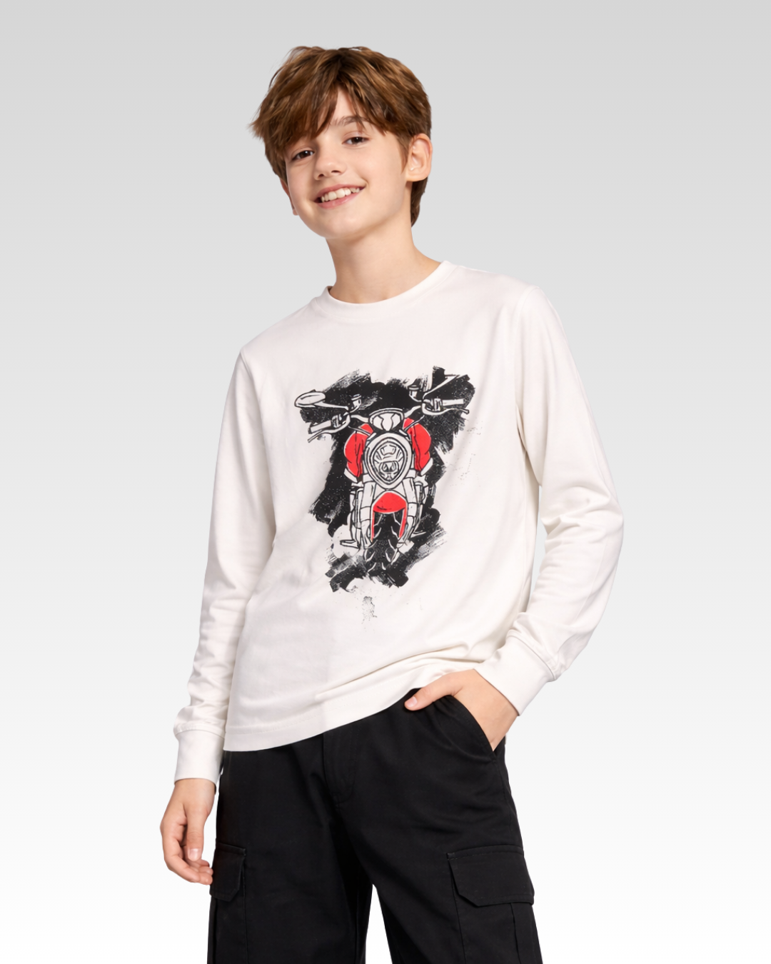 Off-White  Regular Fit LONG SLEEVE ROUND-NECK