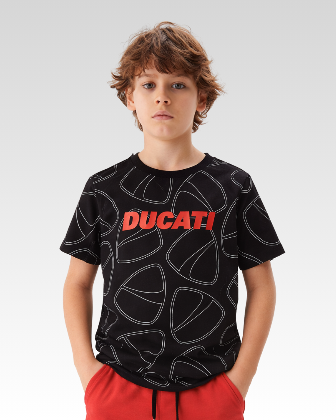 Black with Red Logo Regular Fit T-Shirt