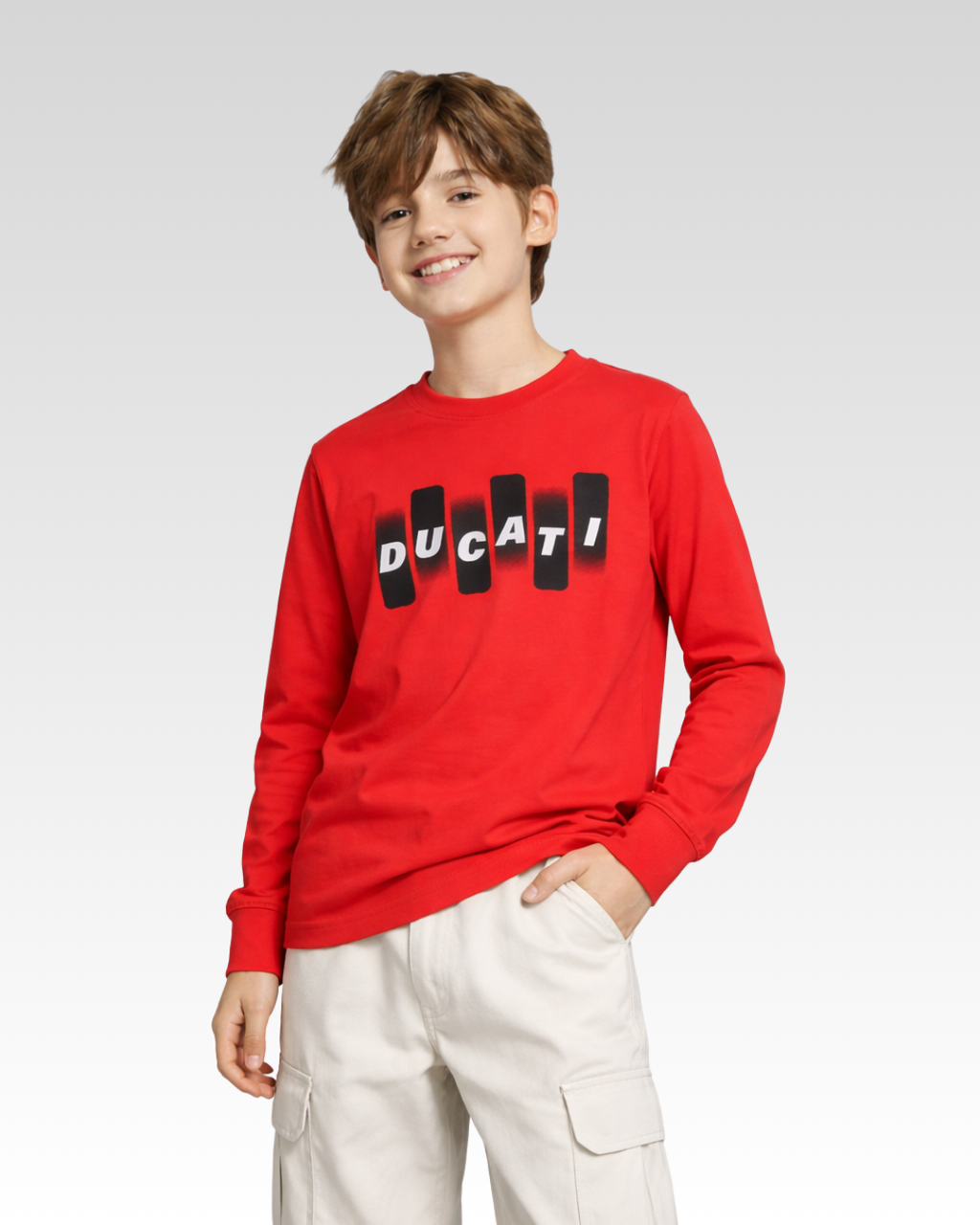 Red Regular Fit LONG SLEEVE ROUND-NECK