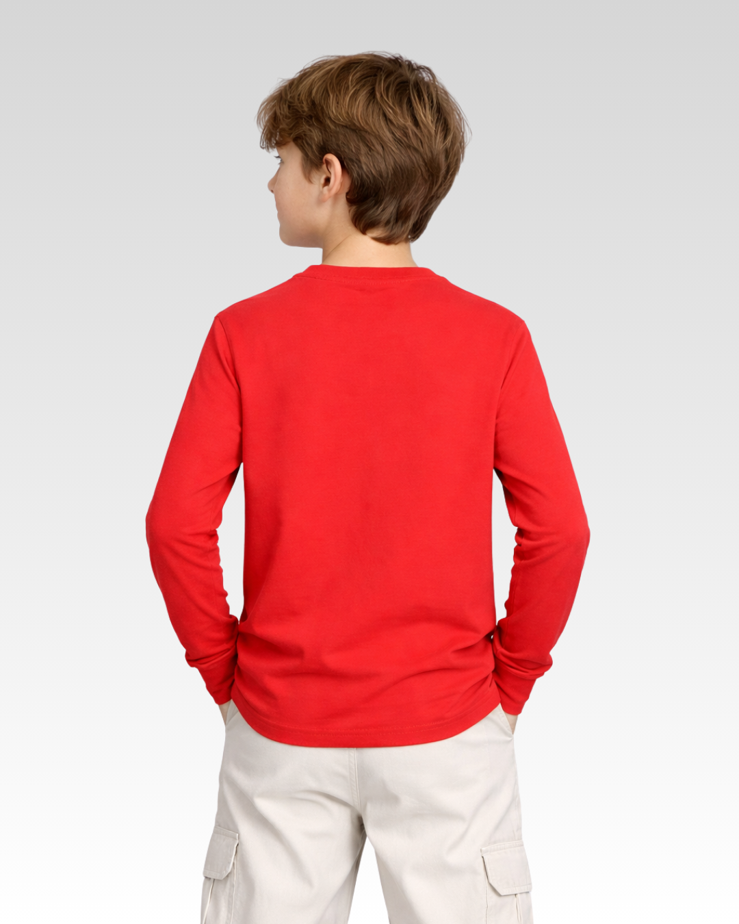Red Regular Fit LONG SLEEVE ROUND-NECK