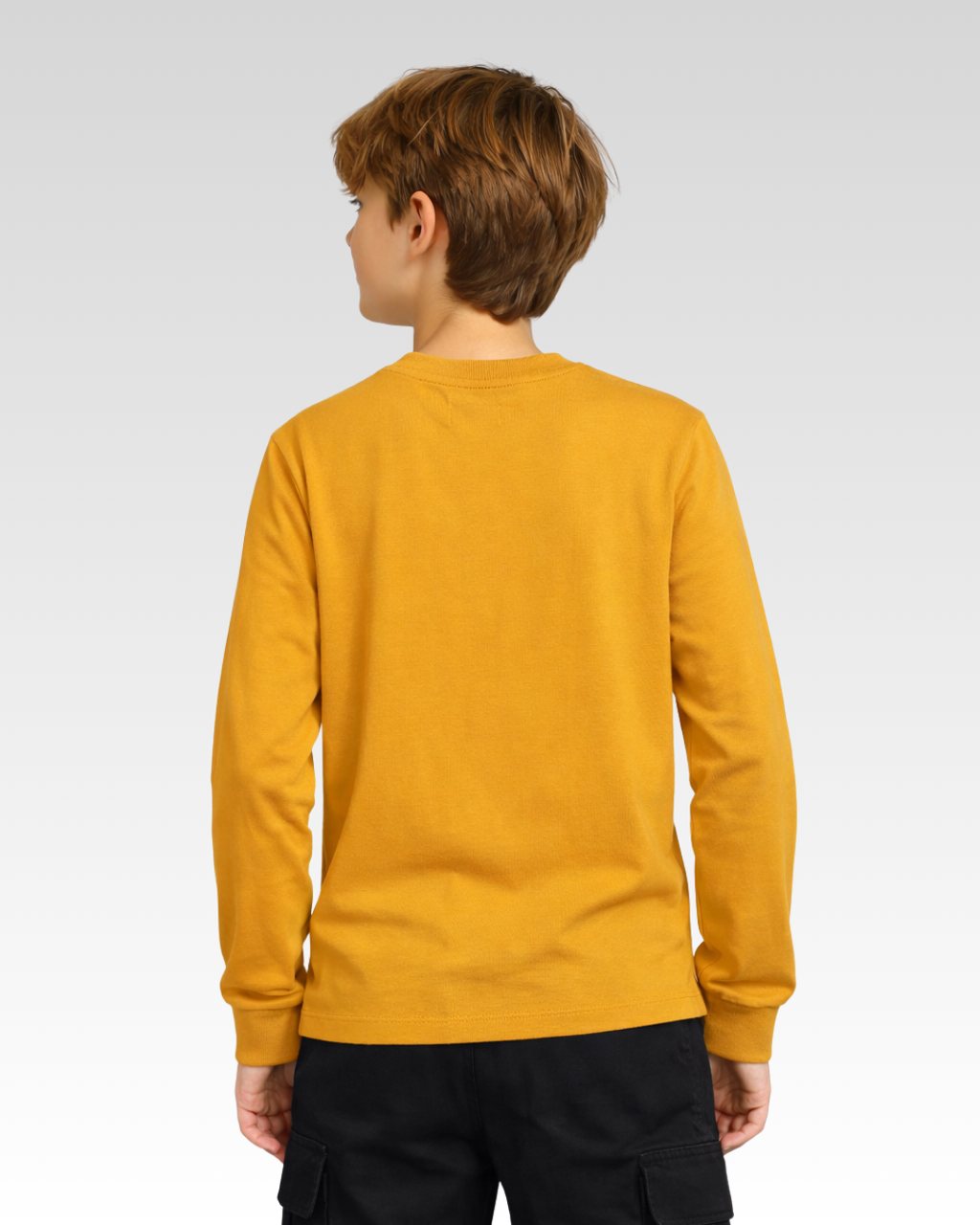Mustard Regular Fit LONG SLEEVE ROUND-NECK