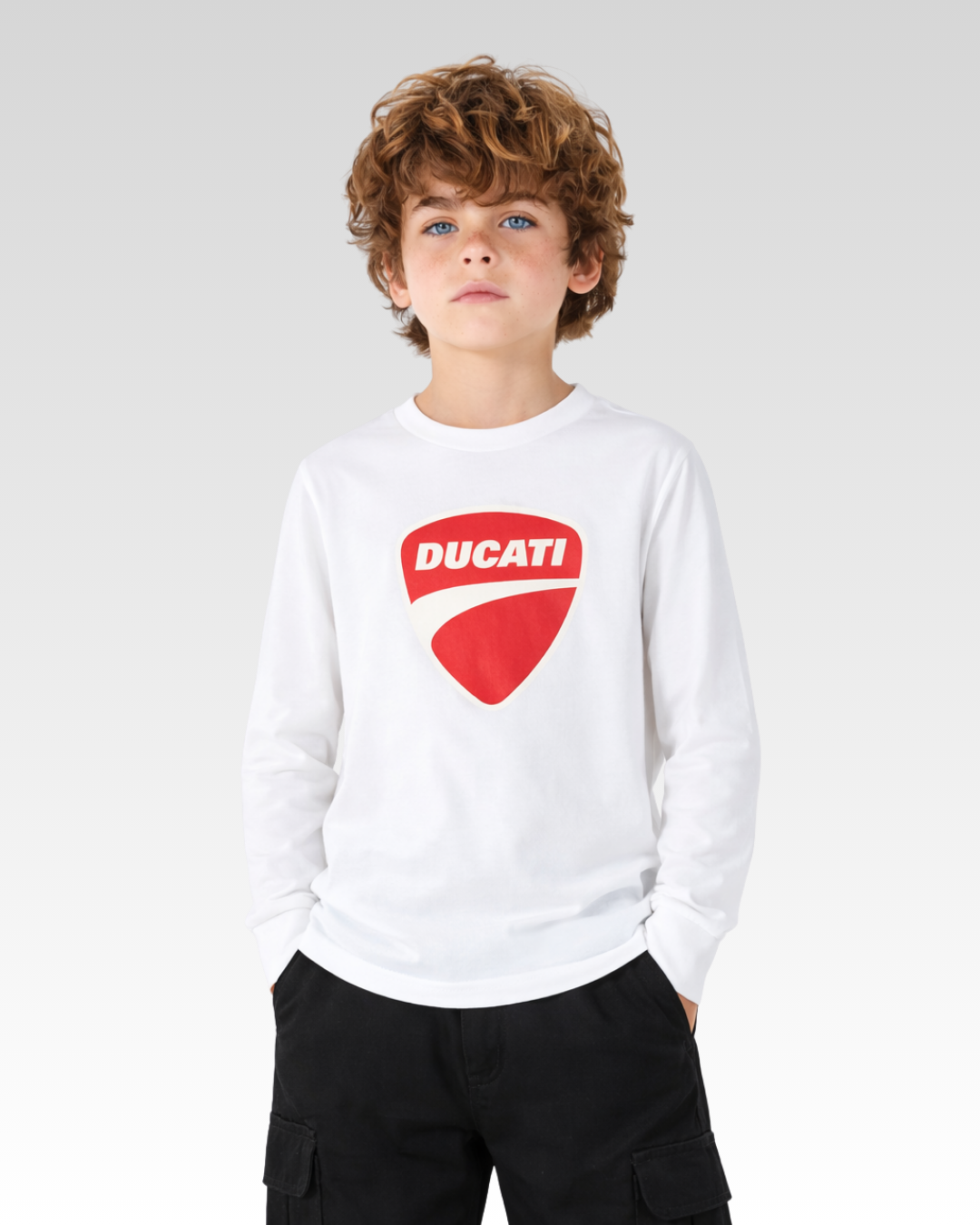 White Regular Fit LONG SLEEVE ROUND-NECK