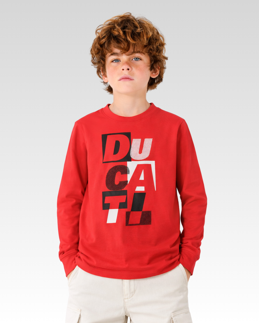 Red Regular Fit LONG SLEEVE ROUND-NECK