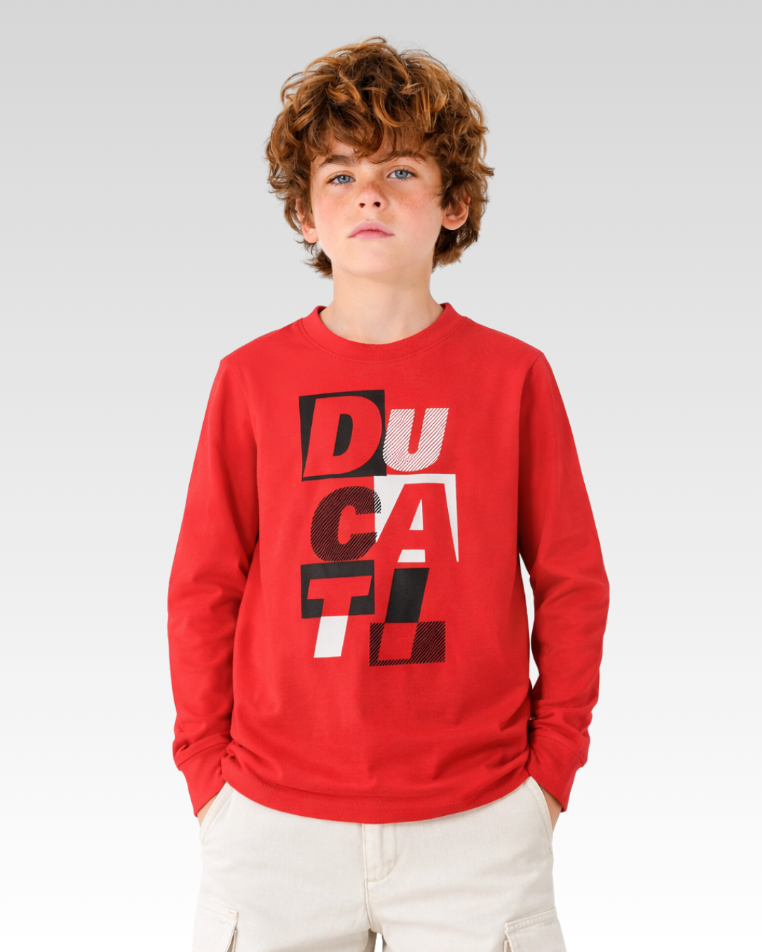 Red Regular Fit LONG SLEEVE ROUND-NECK