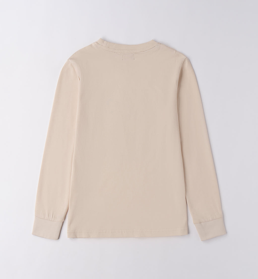 Cream Regular Fit LONG SLEEVE ROUND-NECK