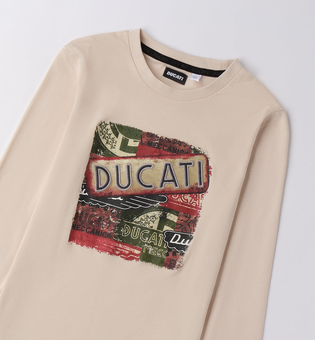 Cream Regular Fit LONG SLEEVE ROUND-NECK