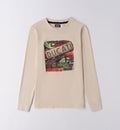 Cream Regular Fit LONG SLEEVE ROUND-NECK