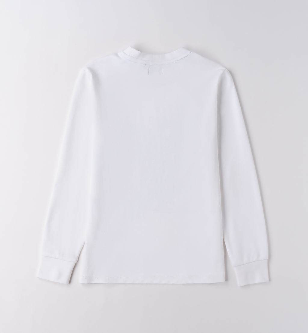 White Regular Fit LONG SLEEVE ROUND-NECK
