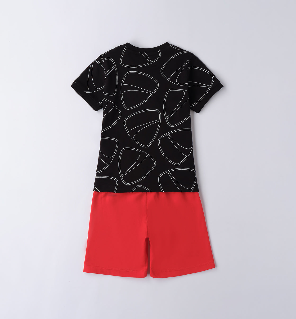 Black & Red Regular Fit Short Sleeved Set