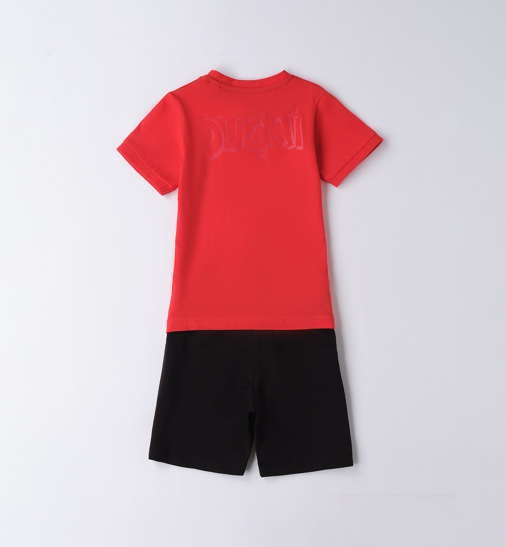 Red & Black Regular Fit Short Sleeved Set
