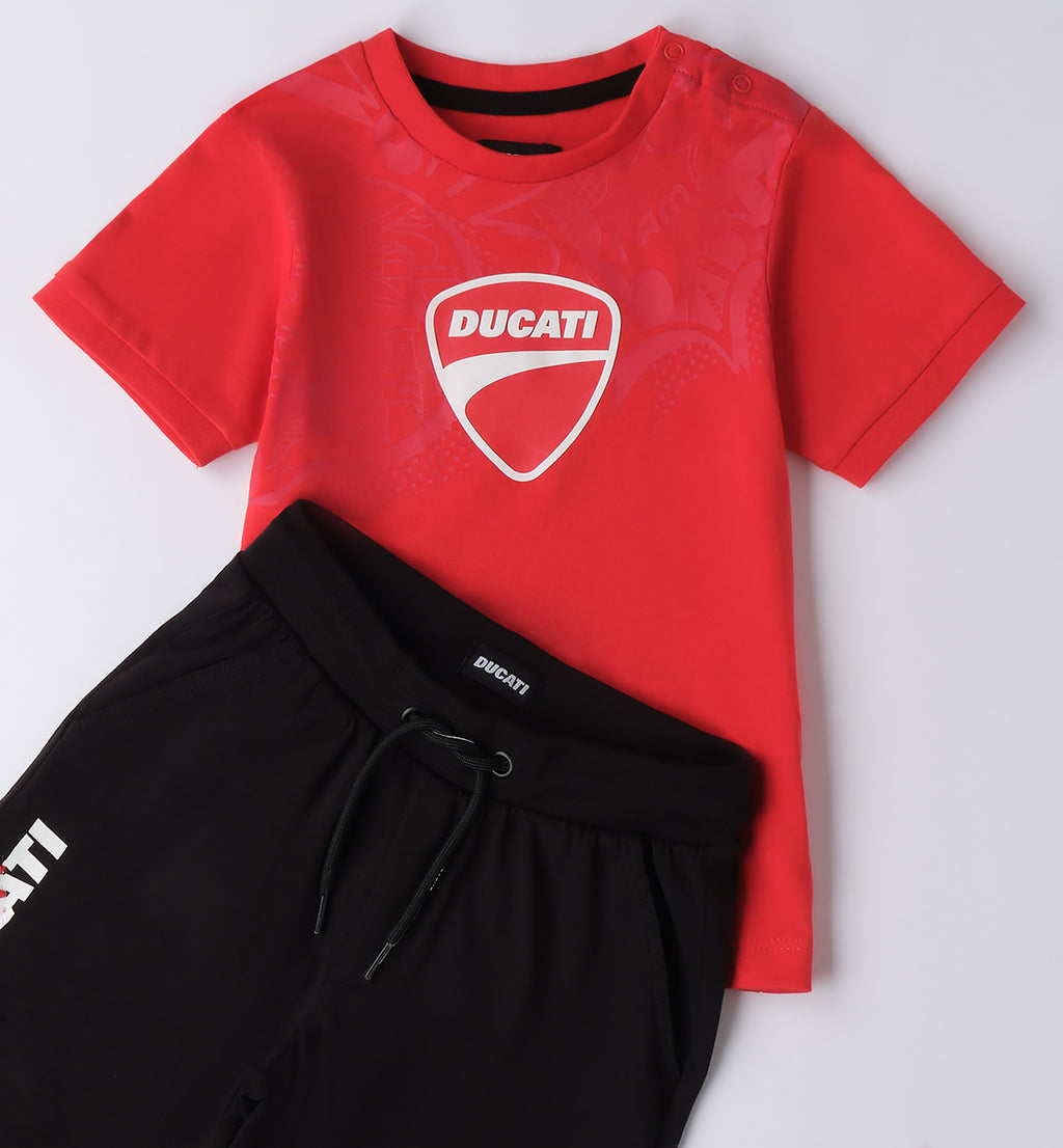 Red & Black Regular Fit Short Sleeved Set