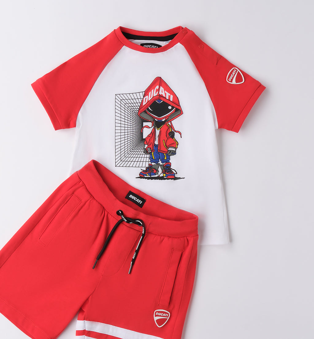 Red & White Regular Fit Short Sleeved Set