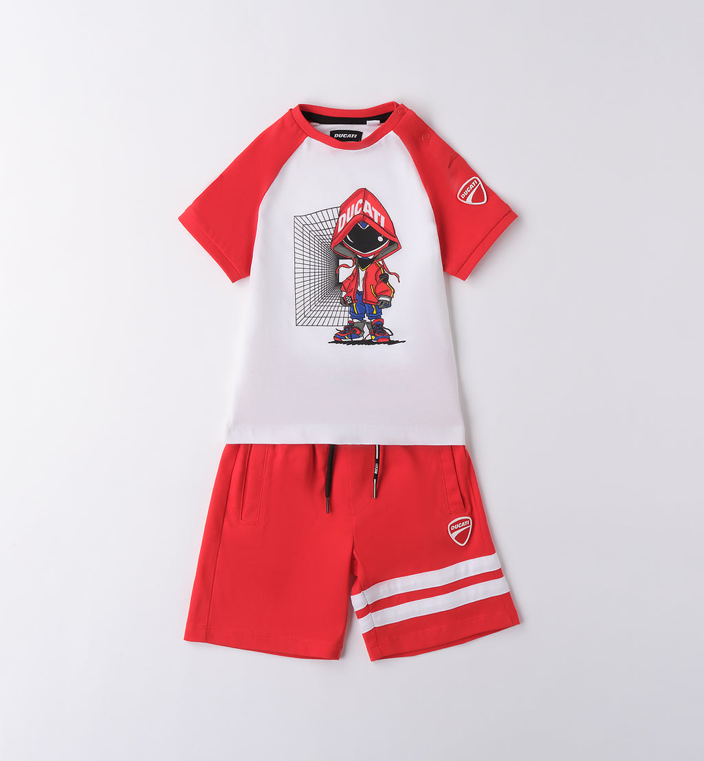 Red & White Regular Fit Short Sleeved Set