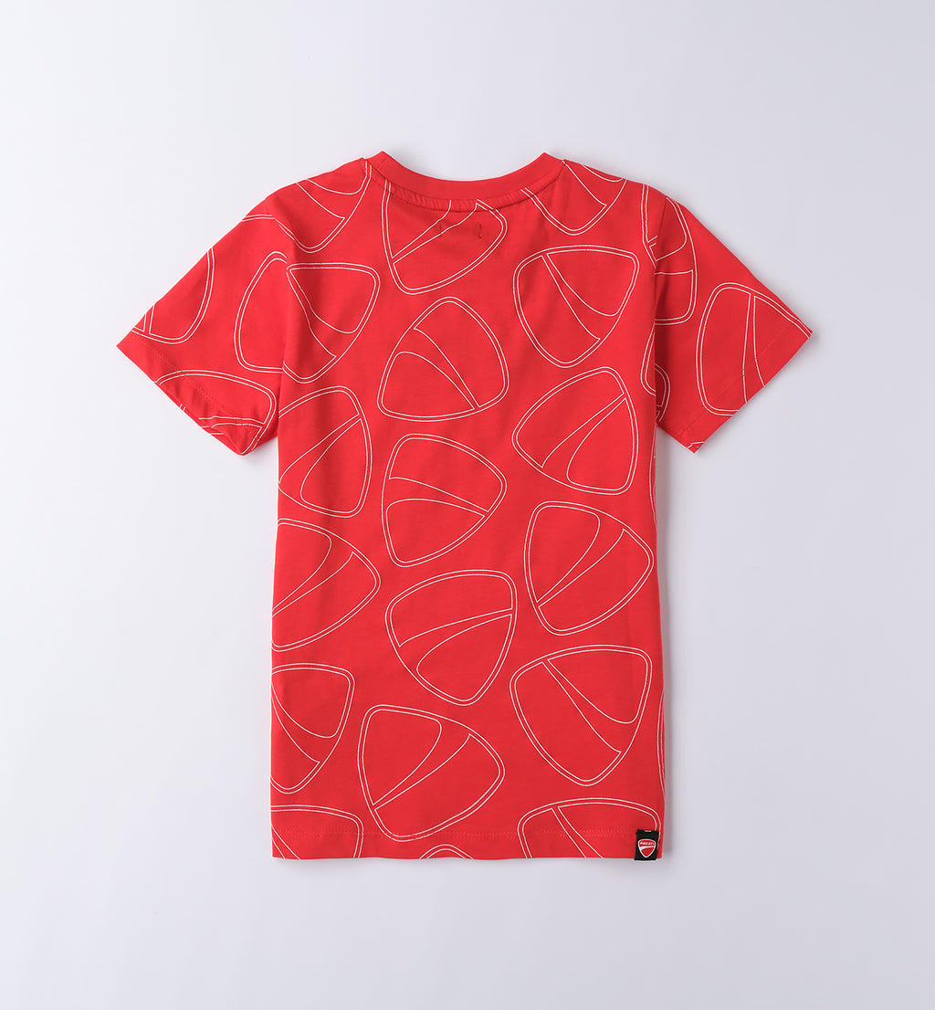 Red with Black Logo Regular Fit T-Shirt