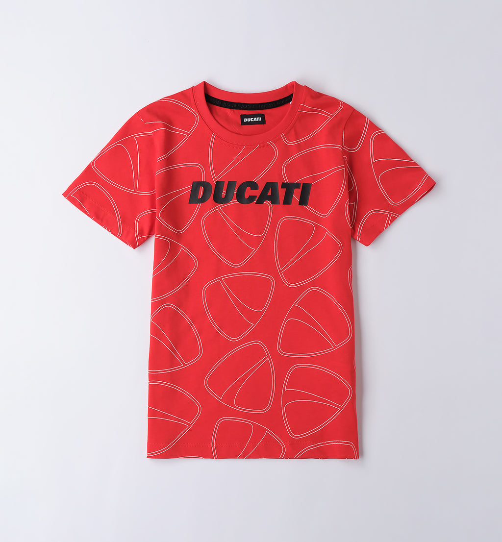 Red with Black Logo Regular Fit T-Shirt