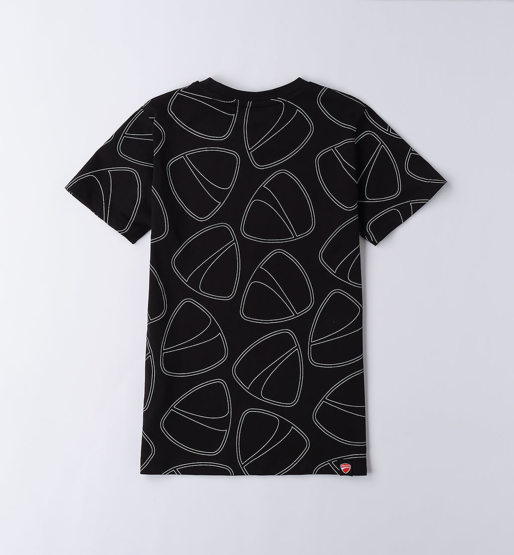 Black with Red Logo Regular Fit T-Shirt