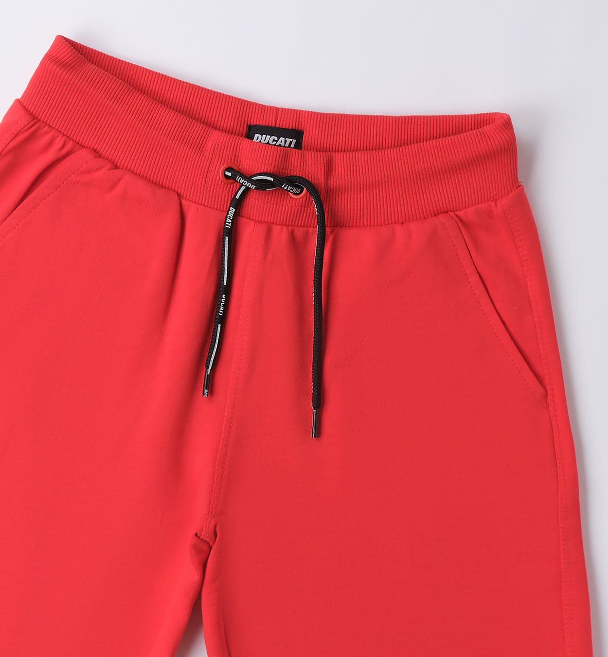 Red with Black Logo Print Regular Fit Shorts