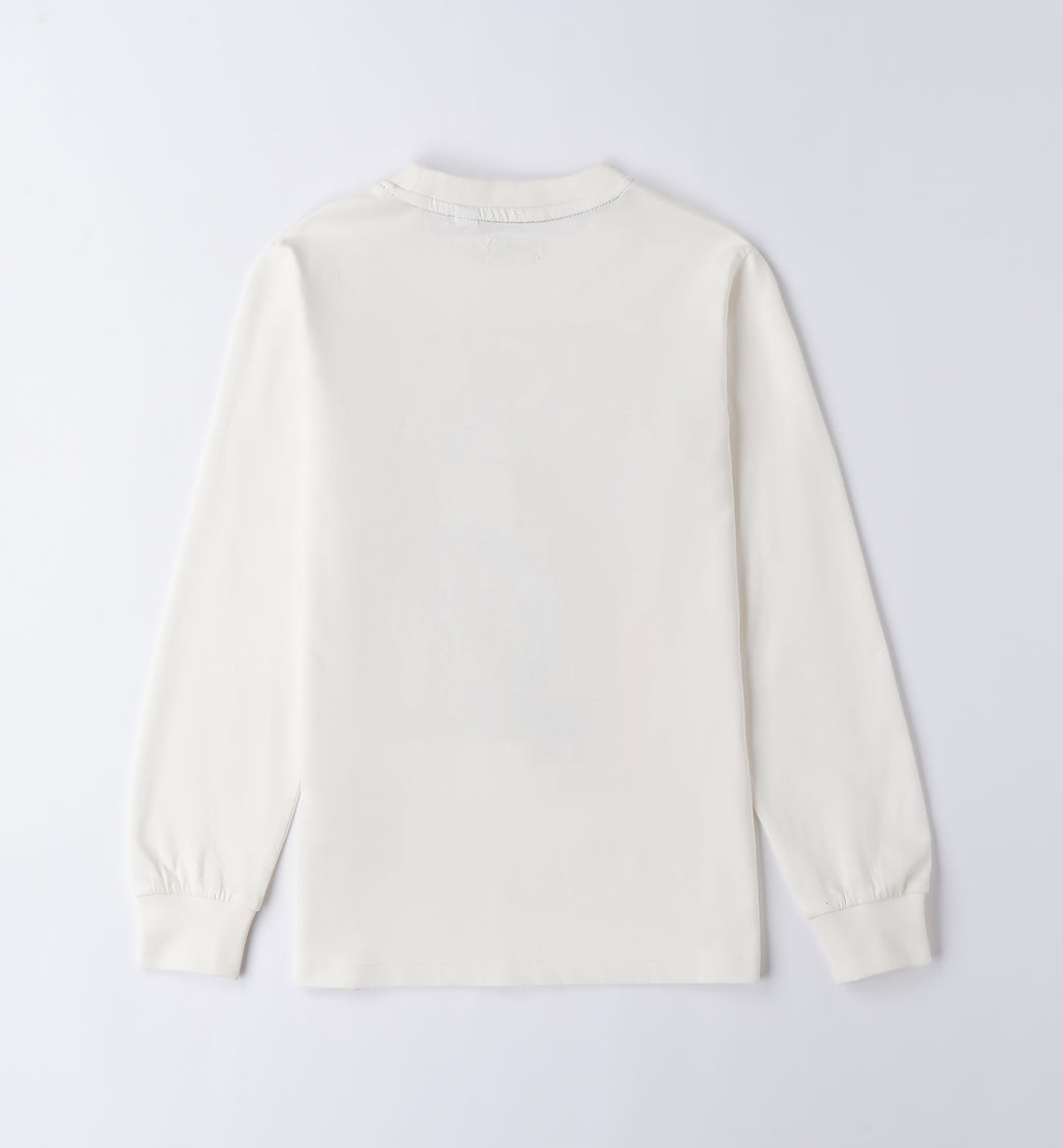 Cream Regular Fit Long Sleeve T-shirt