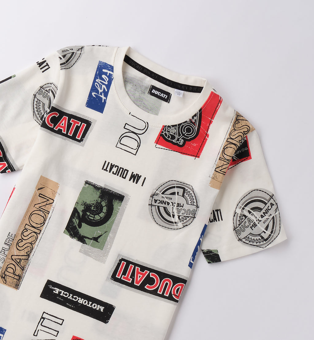 Off-White Multicolour Print Regular Fit T-Shirt