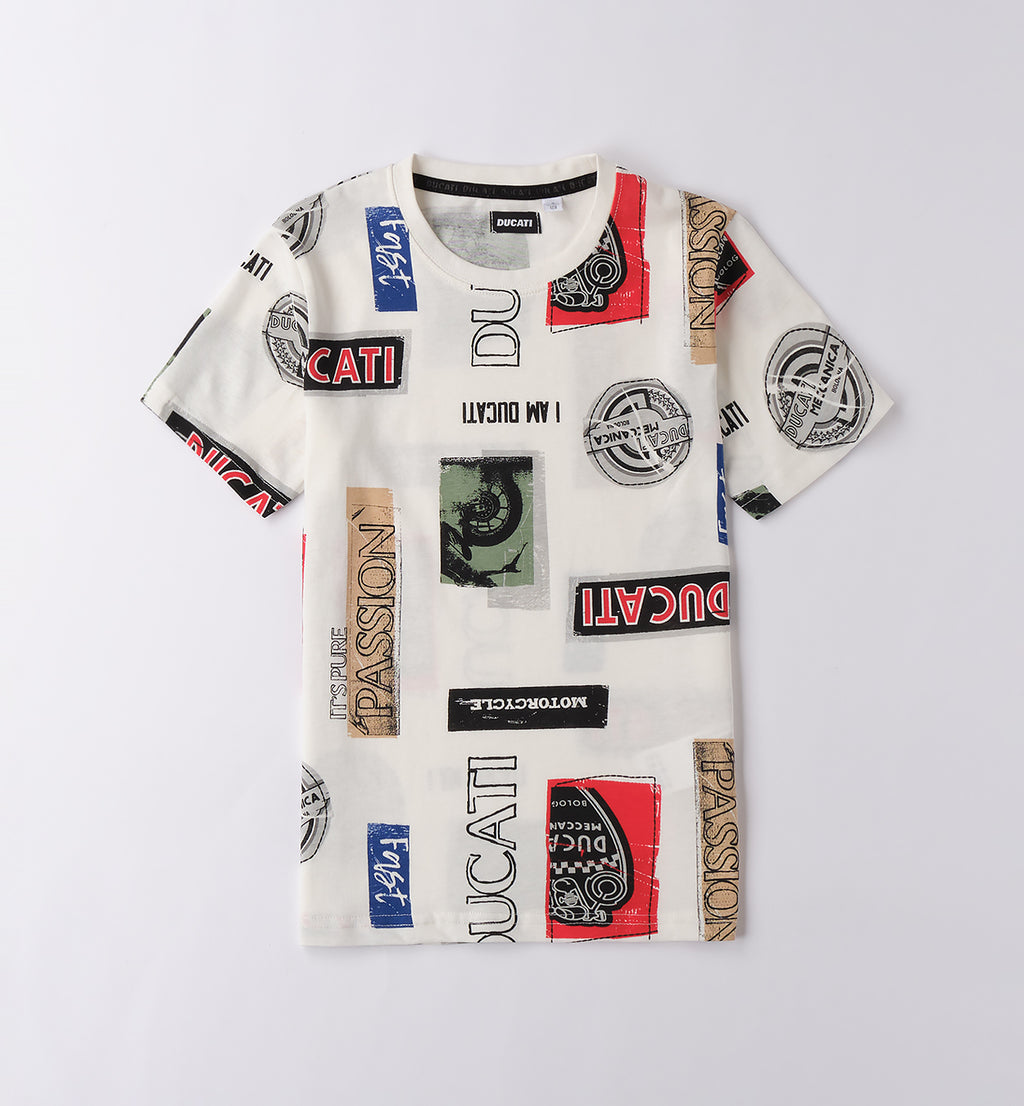 Off-White Multicolour Print Regular Fit T-Shirt