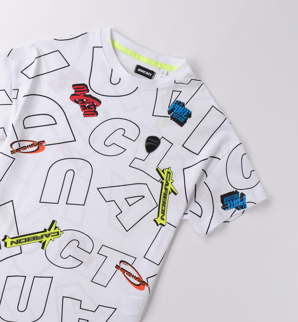 White- Multicolour Print Regular Fit T-Shirt